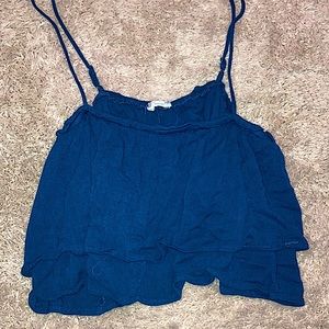 Cotton Candy LA ruffle navy blue crop tank top